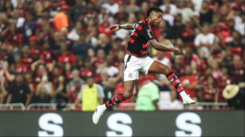 Atacante Bruno Henrique no jogo Flamengo x Internacional, no Maracanã, pelo Campeonato Brasileiro Série A 2025 